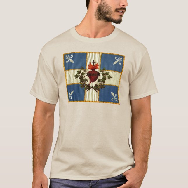 Antique Quebec Flag Sacred Heart Carillon T-Shirt (Front)