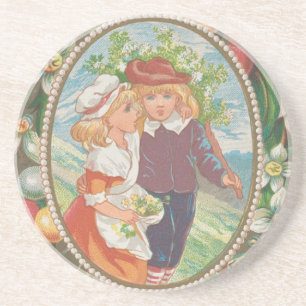 Antique Quirky Valentine, Victorian Era, 1874 Coaster