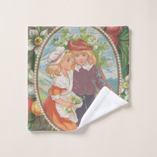 Antique Quirky Valentine, Victorian Era, 1874 Wash Cloth