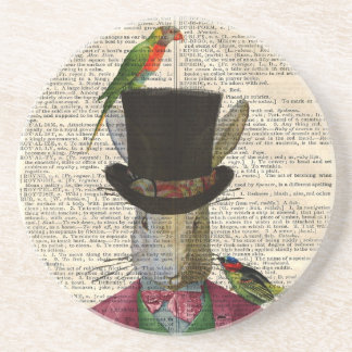 Antique Rabbit Book Page Altered Art Coasters