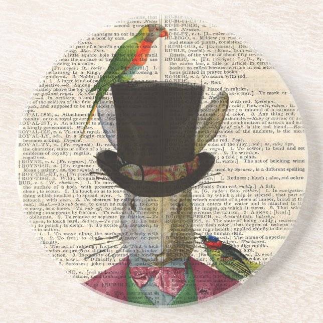 Antique Rabbit Book Page Altered Art Coasters (Front)