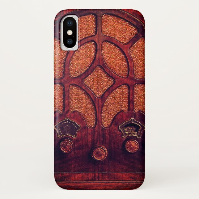 Antique radio wood art deco cathedral brown Case-Mate iPhone case (Back)
