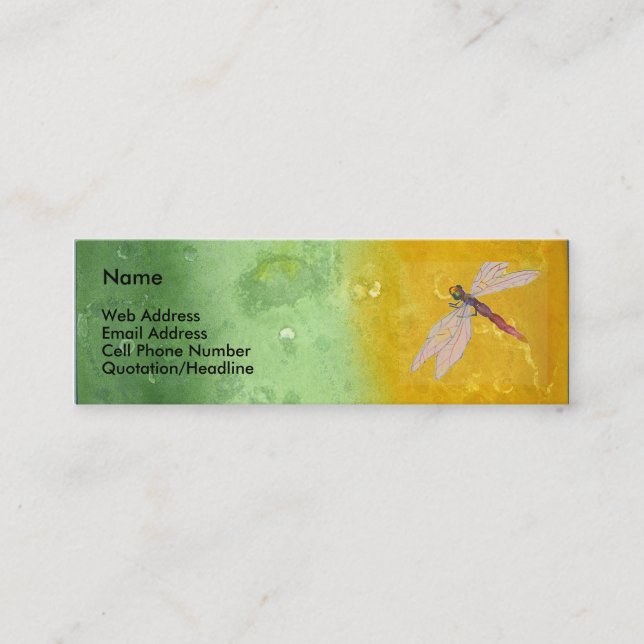 Antique Rainbow/Dragonfly Mini Business Card (Front)