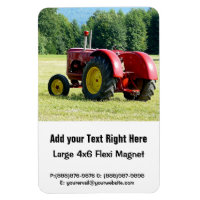 Antique Red and Yellow Tractor in Field