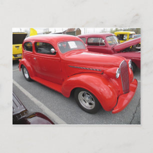 Antique Red Car Postcard