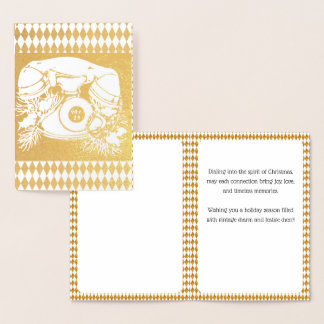 Antique Red Christmas Telephone Gift Foil Card