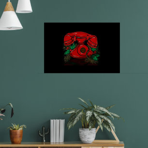 Antique Red Christmas Telephone Gift Poster
