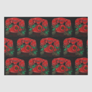 Antique Red Christmas Telephone Gift Tissue Paper