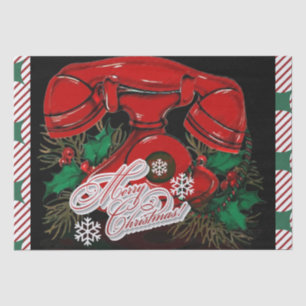 Antique Red Christmas Telephone Gift Tissue Paper