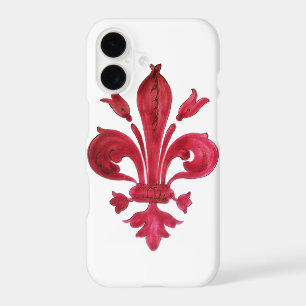 ANTIQUE RED FLEUR DE LIS IN WHITE Heraldic Floral