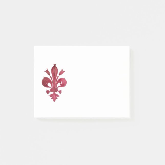 ANTIQUE RED FLEUR DE LIS IN WHITE Heraldic Floral  Post-it Notes (Front)
