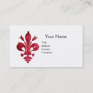 ANTIQUE RED FLEUR DE LIS IN WHITE MONOGRAM BUSINESS CARD