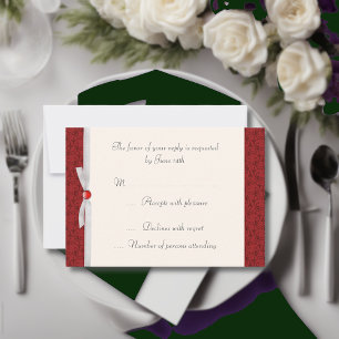 Antique Red Florentine RSVP Card
