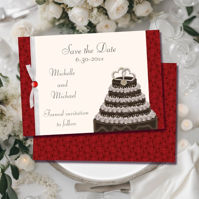 Antique Red Florentine Save the Date (Creator Uploaded)