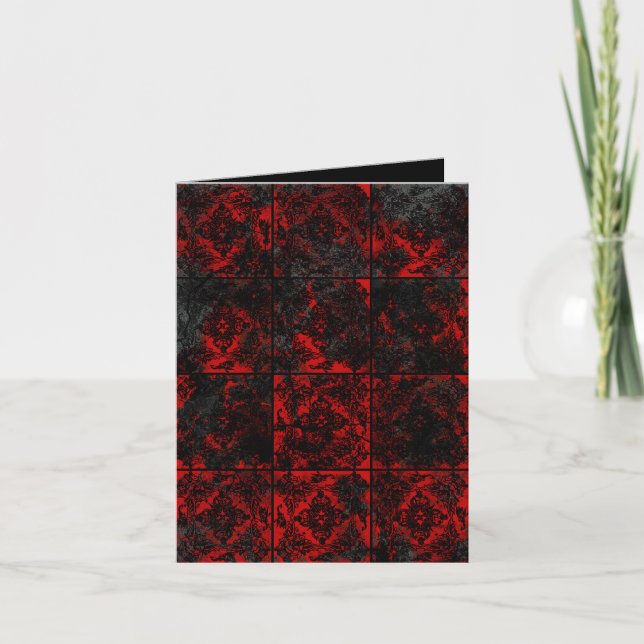 Antique Red Gothic wedding RSVP invite (Front)