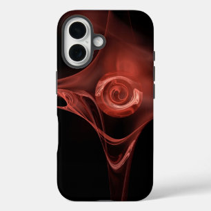 ANTIQUE RED PINK FRACTAL ROSE iPhone 16 CASE