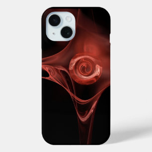 ANTIQUE RED PINK FRACTAL ROSE iPhone 15 CASE