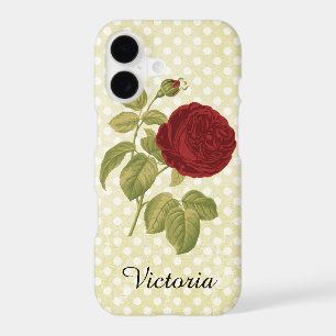 Antique Red Rose Parchment Polka Dots