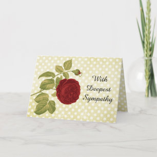 Antique Red Rose Parchment Polka Dots Sympathy Card
