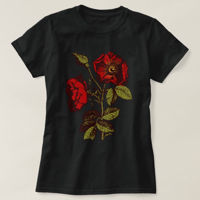 Antique Red Rose T-Shirt (Design Front)