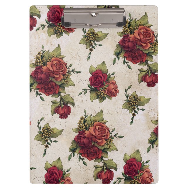 Antique Red Rose Wallpaper Clipboard (Front)