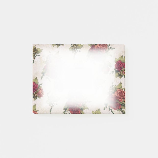 Antique Red Rose Wallpaper Post-it Notes (Front)