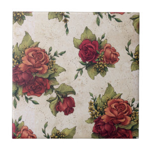 Antique Red Rose Wallpaper Tile