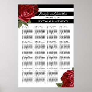 Antique Red Roses and Black Stripes Seating Chart