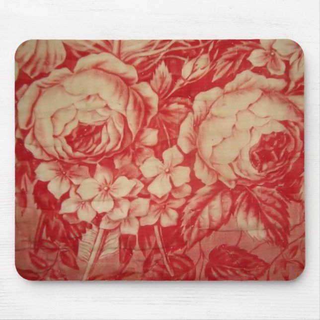 Antique Red Toile Mouse Mat (Front)