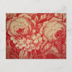 Antique Red Toile Postcard
