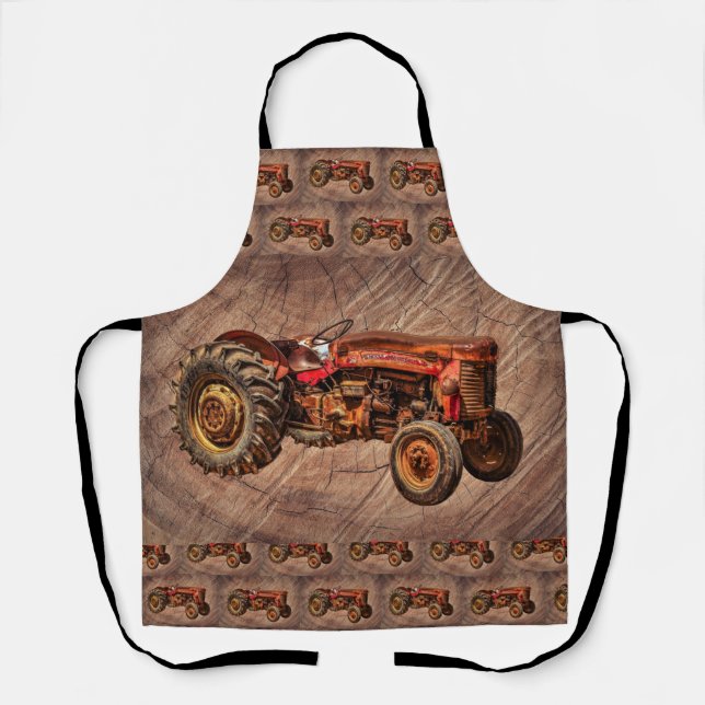 Antique Red Tractor Apron (Front)