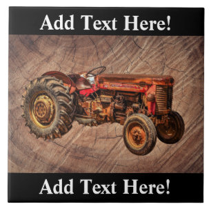 Antique Red Tractor Ceramic Tile