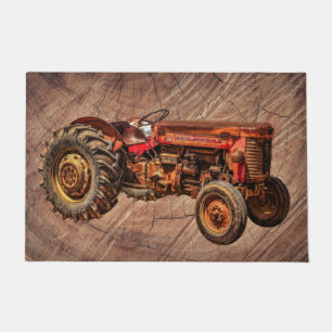 Antique Red Tractor Doormat