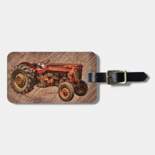 Antique Red Tractor Luggage Tag