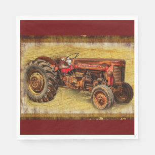 Antique Red Tractor Napkin