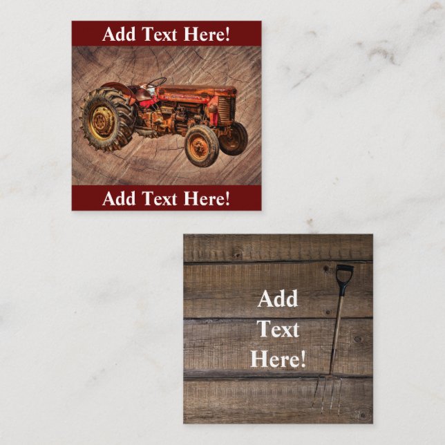 Antique Red Tractor Note Card (Front/Back)