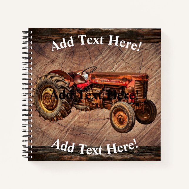 Antique Red Tractor Notebook (Front)