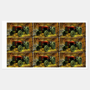 Antique Red Tractor Rustic Barn