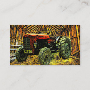 Antique Red Tractor Rustic Barn Business Card