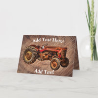 Antique Red Tractor Thank You Card