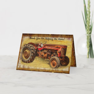 Antique Red Tractor Thank You Card