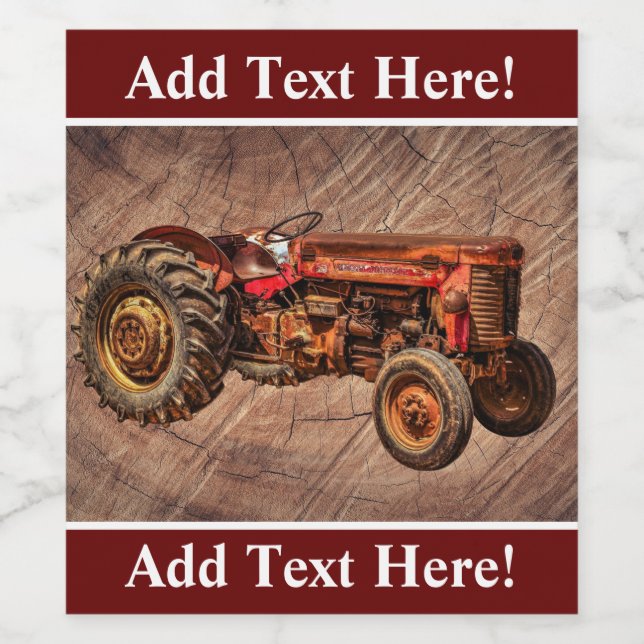 Antique Red Tractor Wine Label (Single Label)