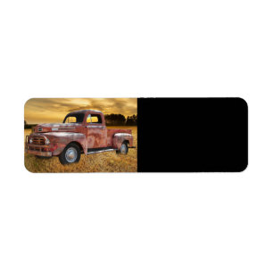 Antique Red Truck Farm Field