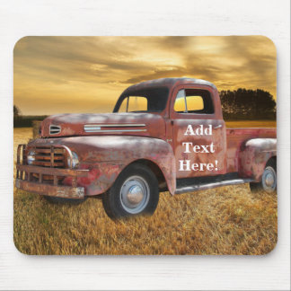 Antique Red Truck Farm Field Mouse Mat