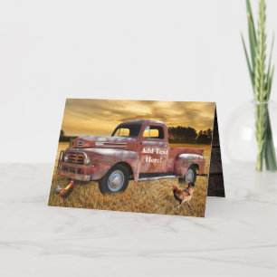 Antique Red Truck Farm Field Thank You Card