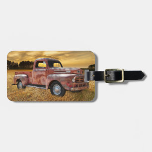 Antique Red Truck Farm Truck Red Farm Truck Luggage Tag