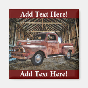 Antique Red Truck In Rustic Barn Magnet