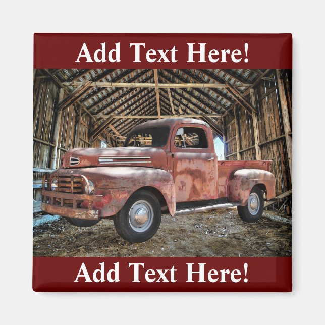 Antique Red Truck In Rustic Barn Magnet (Front)