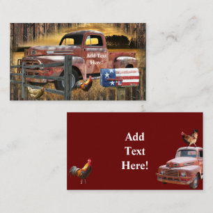 Antique Red Truck Vintage Red Truck Farm Truck Business Card