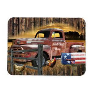 Antique Red Truck Vintage Red Truck Farm Truck Magnet